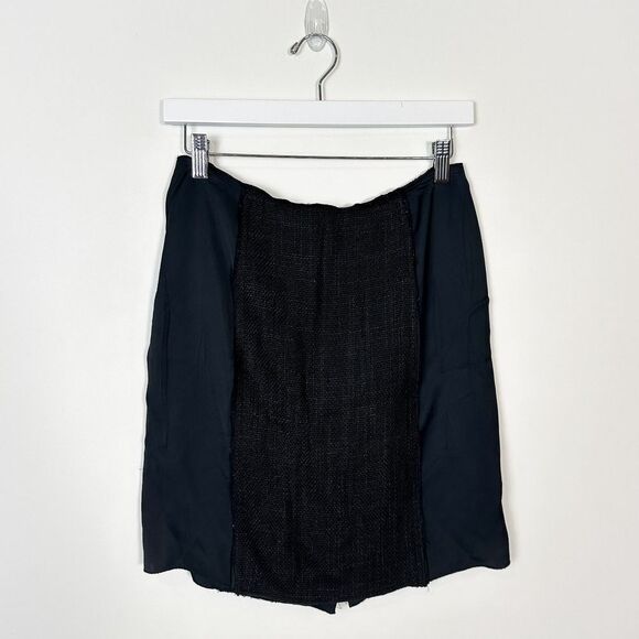 Prada Black Pencil Skirt w Burlap Panel Sz 40 Made in Italy - Picture 1 of 9